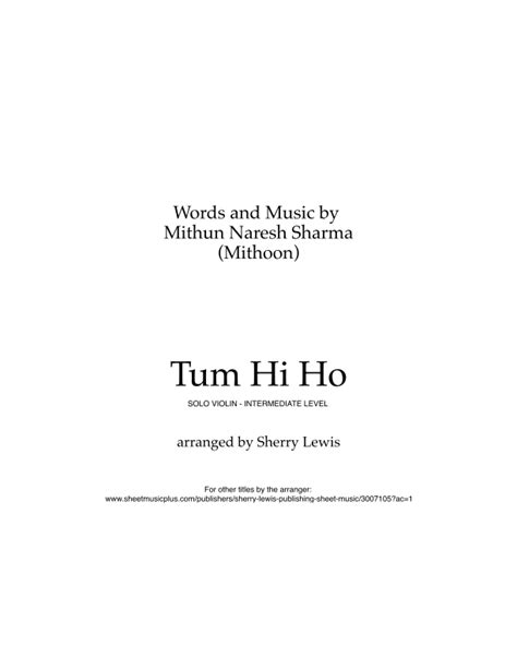 Tum Hi Ho Sheet Music Mithoon Violin Solo