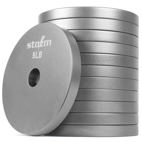 Stozm Solid Steel Weight Training Plates 1 Inch 12 X 5 Lbs Set