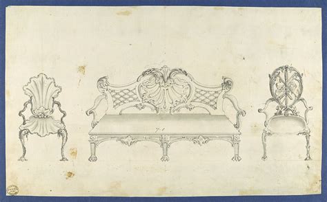 Thomas Chippendale Two Garden Chairs And Long Seat In Chippendale