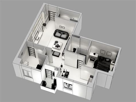 Detailed House Cutaway 3d Model Flatpyramid