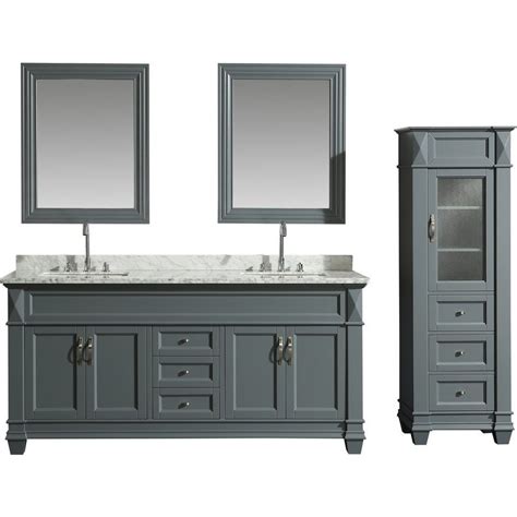 Additional accessories, such as towel holders, soap dishes, etc., should be conveniently located near all bath fixtures. Design Element 72 Inch Hudson Double Sink Vanity Set with 65 Inch Linen Tower Cabinet - Gray ...