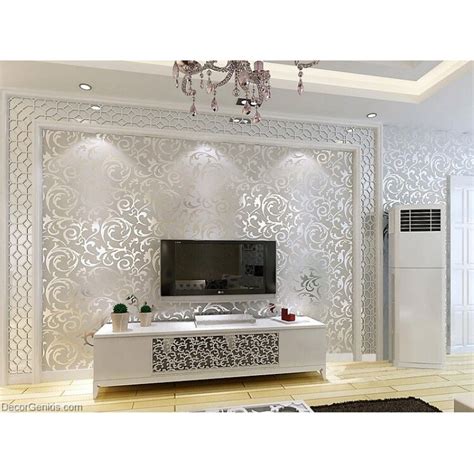 Popular 3d Design Silver Bedroom Wallpaper Modern Style