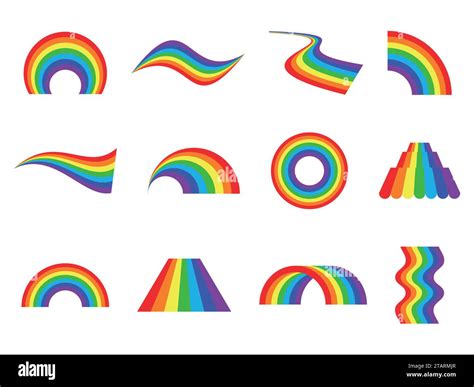 Set Of Vector Rainbows Icons Isolated On White Background Different