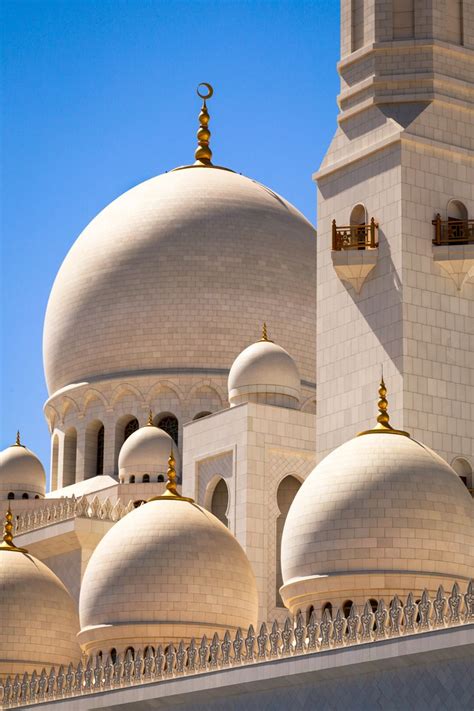 Mid Day Sunlight Forms Crescent Shapes On The Domes Of Sheikh Zayed