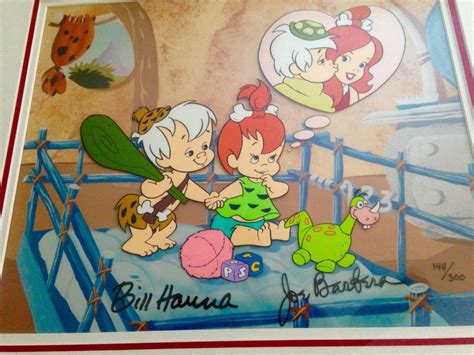 Flintstones Hanna Barbera Signed Cel Teen Dream Pebbles And Bamm Bamm