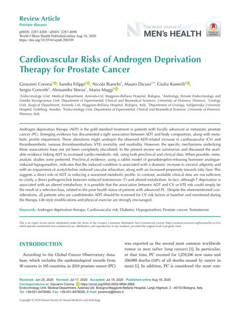 Pdf Cardiovascular Risks Of Androgen Deprivation Therapy For Prostate