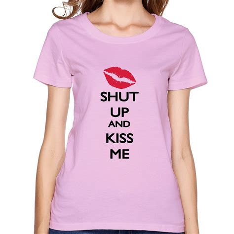 Zhitian Womens Shut Kiss Me T Shirt Pink Clothing