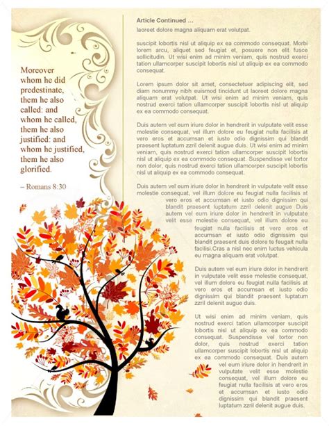 Tree In Autumn Church Newsletter Template