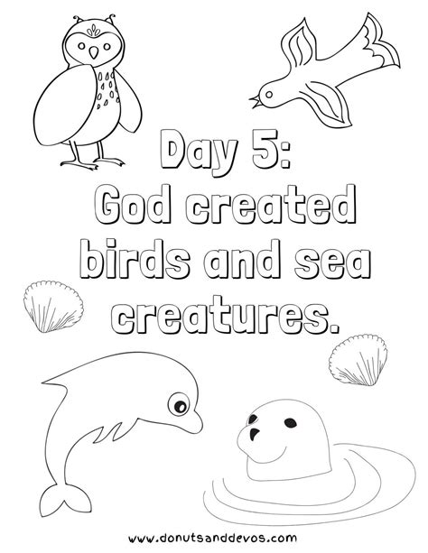 God Created Birds And Fish Coloring Page Sketch Coloring Page
