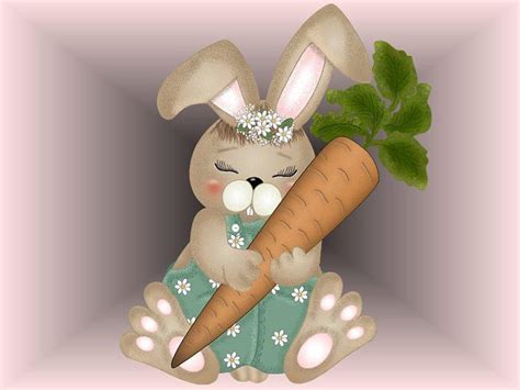 Bunny Holding Carrot Animal Bunny Carrot Cartoon Hd Wallpaper Pxfuel