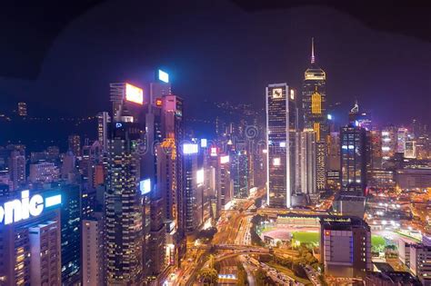 Wan Chai Night View At Hong Kong 8 Oct 2019 Stock Image Image Of