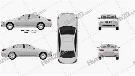 Hyundai Genesis Sedan 2012 Blueprint In Png Download Vehicles Clip