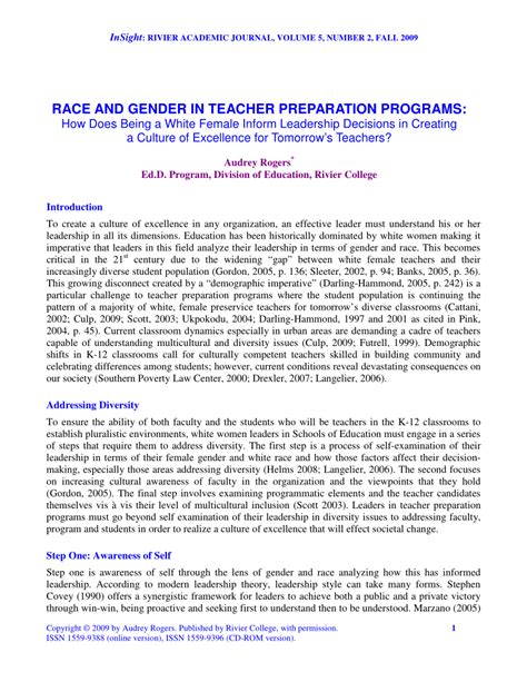 Pdf Race And Gender In Teacher Preparation Programs How Does Being