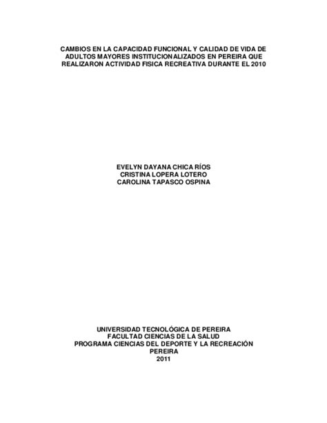 (PDF) CAMBIOS EN LA CAPACIDAD FUNCIONAL Y CALIDAD DE VIDA DE ADULTOS MAYORES INSTITUCIONALIZADOS ...