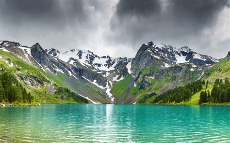 Valley Lake Nature Water Mountains Clouds Landscape Turquoise