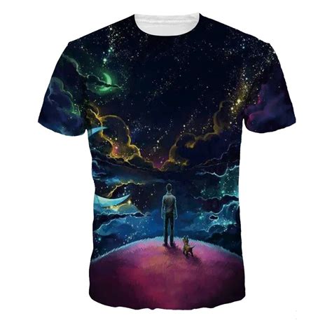 New Arrivals Menwomen 3d Space Galaxy T Shirt Digital Print Moon Night