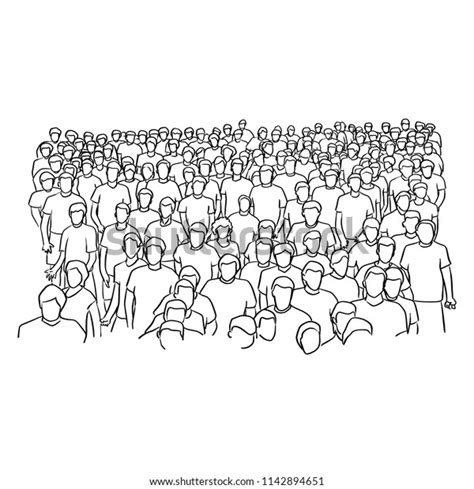 Crowd People Standing Vector Illustration Sketch เวกเตอร์สต็อก ปลอด