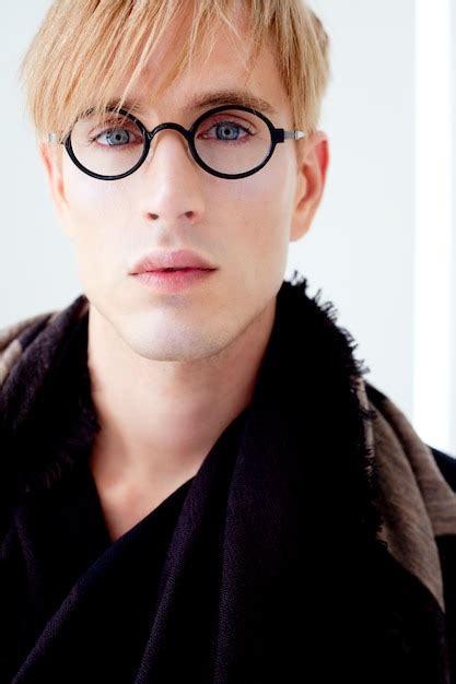 Premium Photo Blond Modern Handsome Student Man With Nerd Glasses