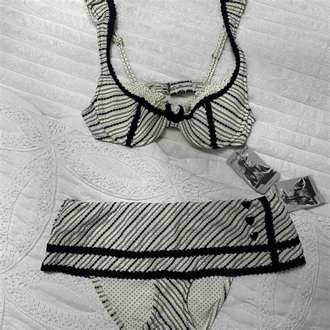 Betsey Johnson Womens Black And White Bikinis And Tankini Sets Depop