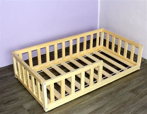 Diy Toddler Floor Bed Plans Montessori Floor Bed With Rails Full Size