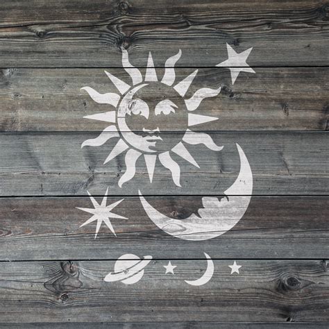 Celestial Sun And Moon Stencil Reusable Diy Craft Stencils Etsy