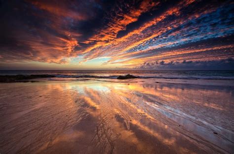 Clouds Sunset Sea Tide Reflection Beach Sky