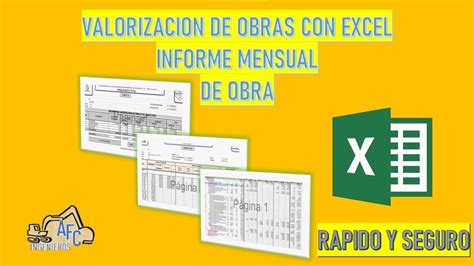 Informe Mensual De Obra Valorizacion De Obra De Forma Rapida Con Excel