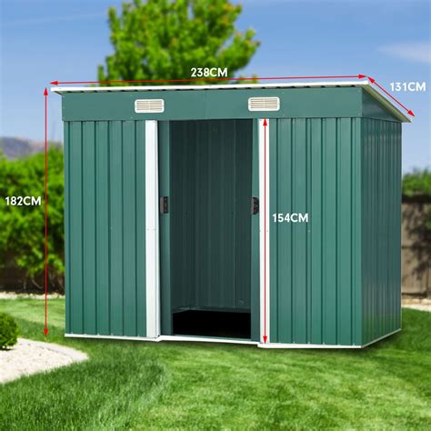 4ft X 8ft Garden Shed Flat Roof Outdoor Storage Green Buy Steel