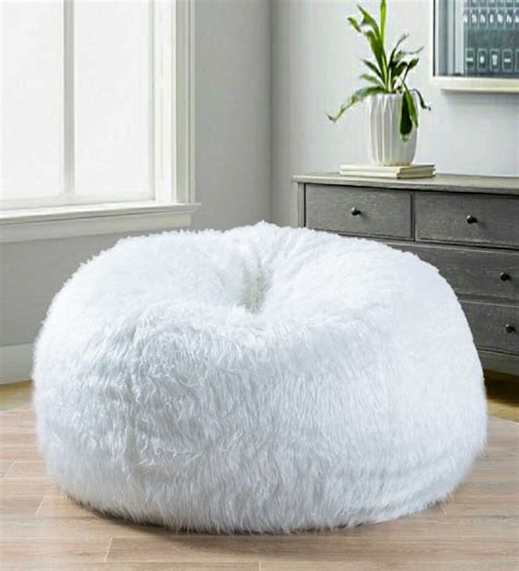 Buy Fur Xxxl Fabric Bean Bag Cover In White Colour At Off By Deeku Art Pepperfry