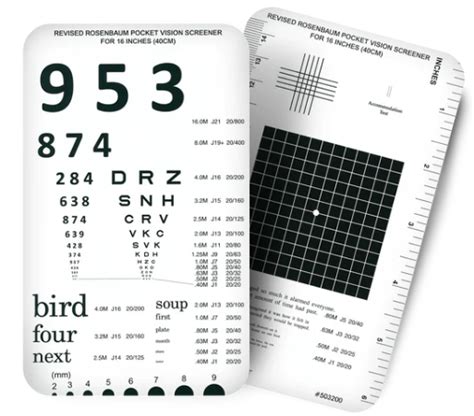 503200 Rosenbaum Pocket Eye Chart Plastic Ophthalmic Instrument Co