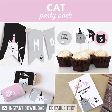 Cat Party Printables For A Kitty Cat Birthday Party My Party Design