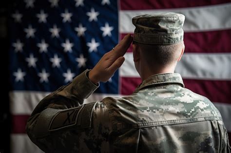 Premium Ai Image An American Soldier Salutes In Front Of The American