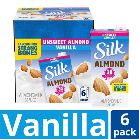 Silk Almond Milk Unsweetened Vanilla 32 Fluid Ounce Pack Of 6