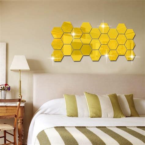 7 Piece Hexagon Acrylic Mirror Wall Stickers My Aashis