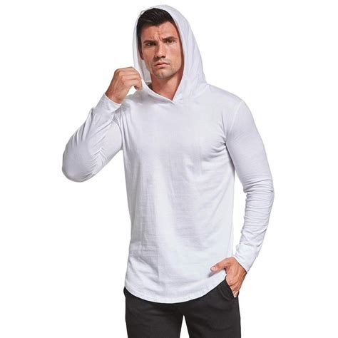 Camiseta Masculina Com Capuz Camisa Manga Longa Branca Branco Netshoes