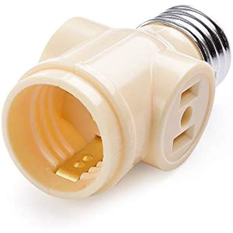 2 Pack Light Socket Adapter Light Bulb Outlet With 2x Ac Outlets In