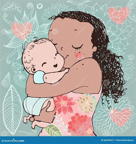 La Madre Y El Niño Vector La Postal Para El Día De Madre Ilustración Del Vector Ilustración De