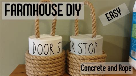 Farmhouse Diy Concrete And Rope Door Stops Youtube