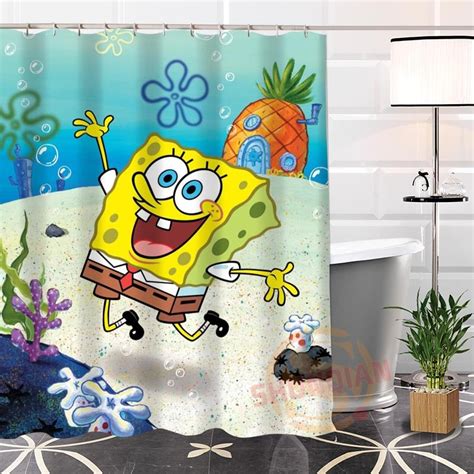 Custom Funny Spongebob Hot New Arrival Shower Curtain Bathroom