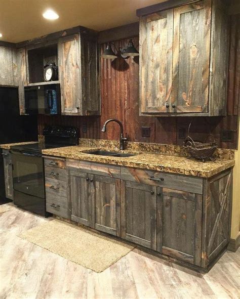 Barn Wood Cabinets Rustic Kitchen Pallet Kitchen Rustic Kitchen