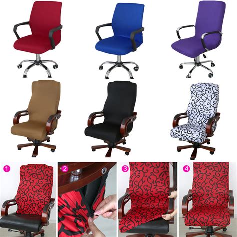 These form fit office chair covers are meticulously engineered to fit most office chairs perfect fit: s/m/l office computer chair cover side zipper design arm ...