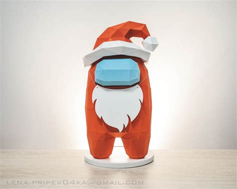 Papercraft Santa Among Us Low Poly Imposter Paper Christmas Etsy