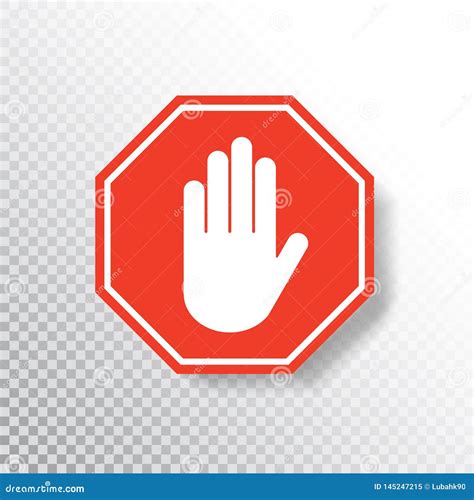 No Entry Hand Sign On Transparent Background Red Stop Sign Icon With