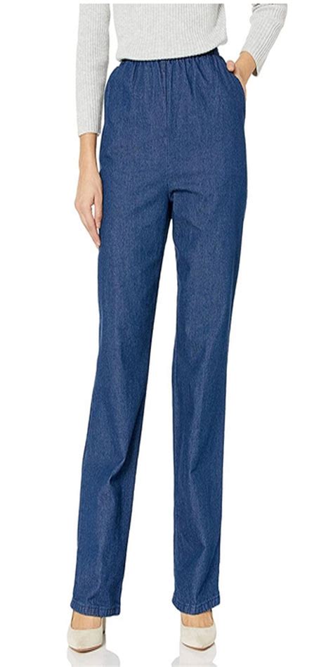 Chic Classic Collection Womens Cotton Pull On Pant With Elastic Waist Pull On Pants Women