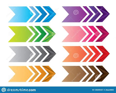 A Set Of Colorful Cool Arrow Pointers For Direction Stock Vector