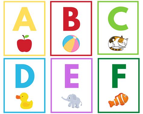 Colorful Alphabet Flash Cards Abc Flashcards Printable Full Color With