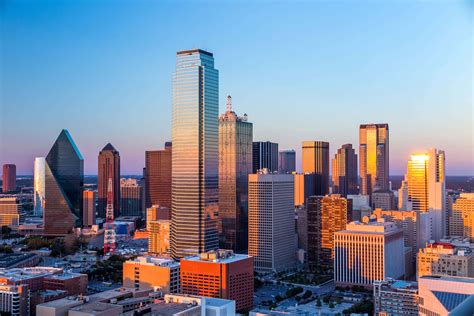 Download Sunset Over Dallas Skyline Wallpaper