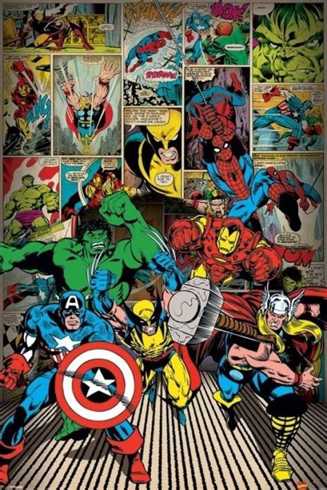 Marvel Comics Here Come The Heroes Paper Print Animation And Cartoons