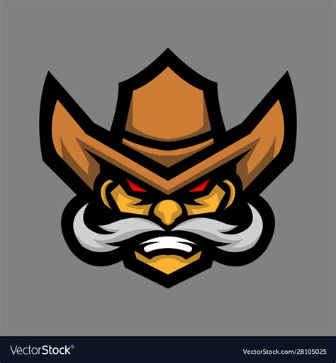 Cowboy Head Mascot Logo Royalty Free Vector Image