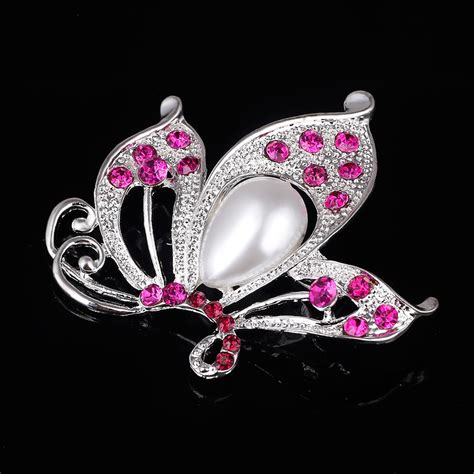 Butterfly Silverplated Brooch Rhinestone Brooches For Female Pins Lapel